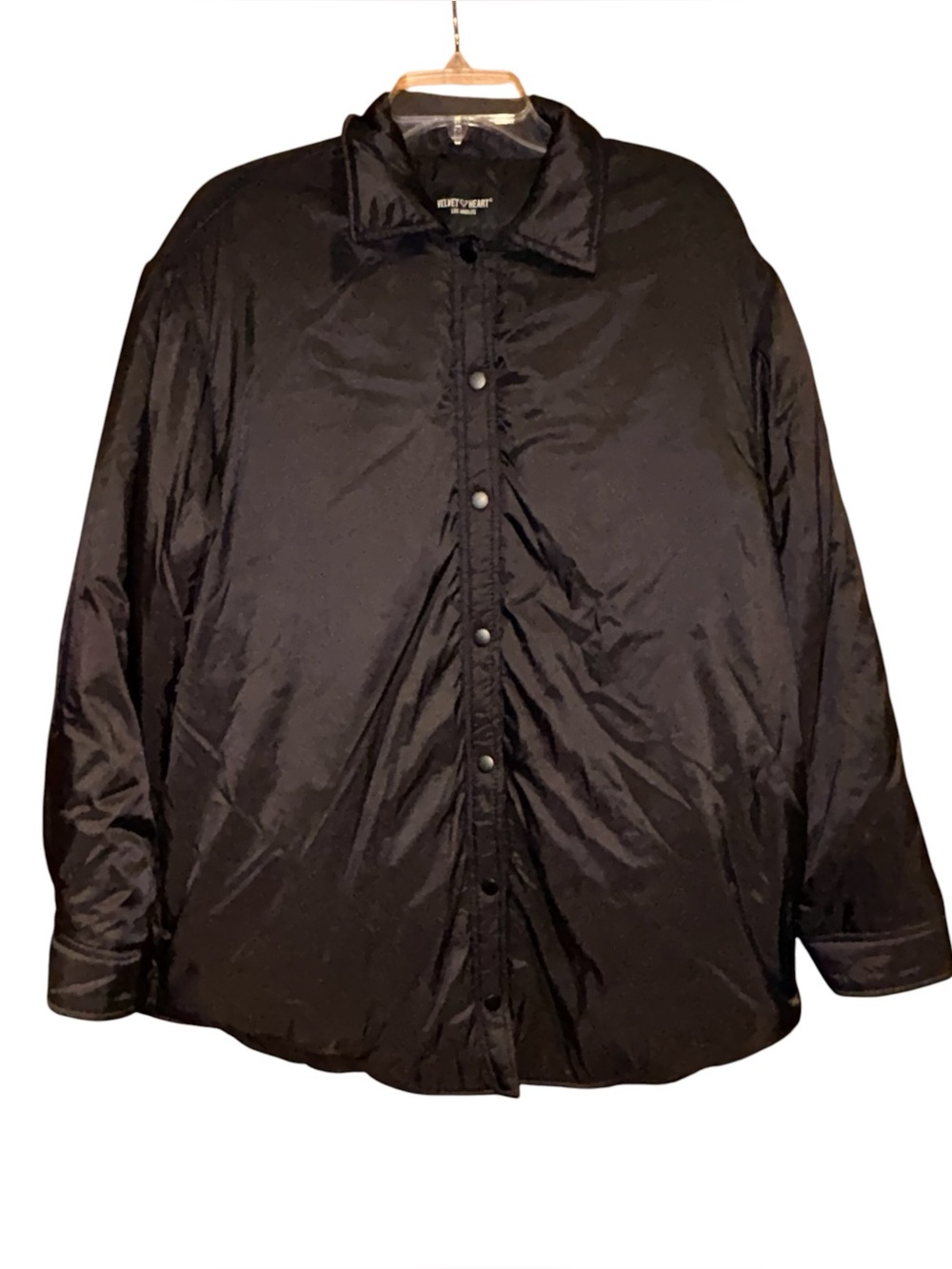Velvet Heart Black Jacket‎ Coat Snap Front Womens Large Insulated Minimalist
